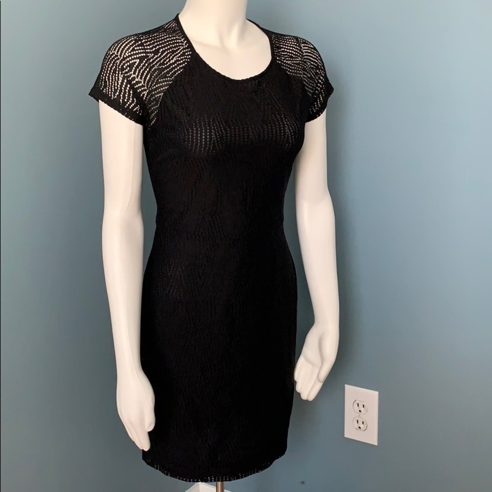 Armani Exchange Short Sleeve Black Body Con Dress